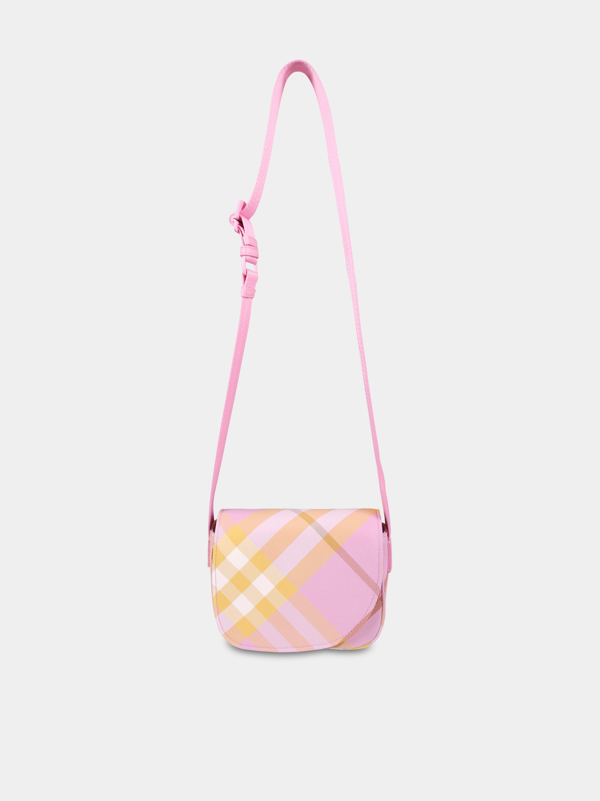 Borsa rosa per bambina con check,Burberry Kids,8090996 A2179