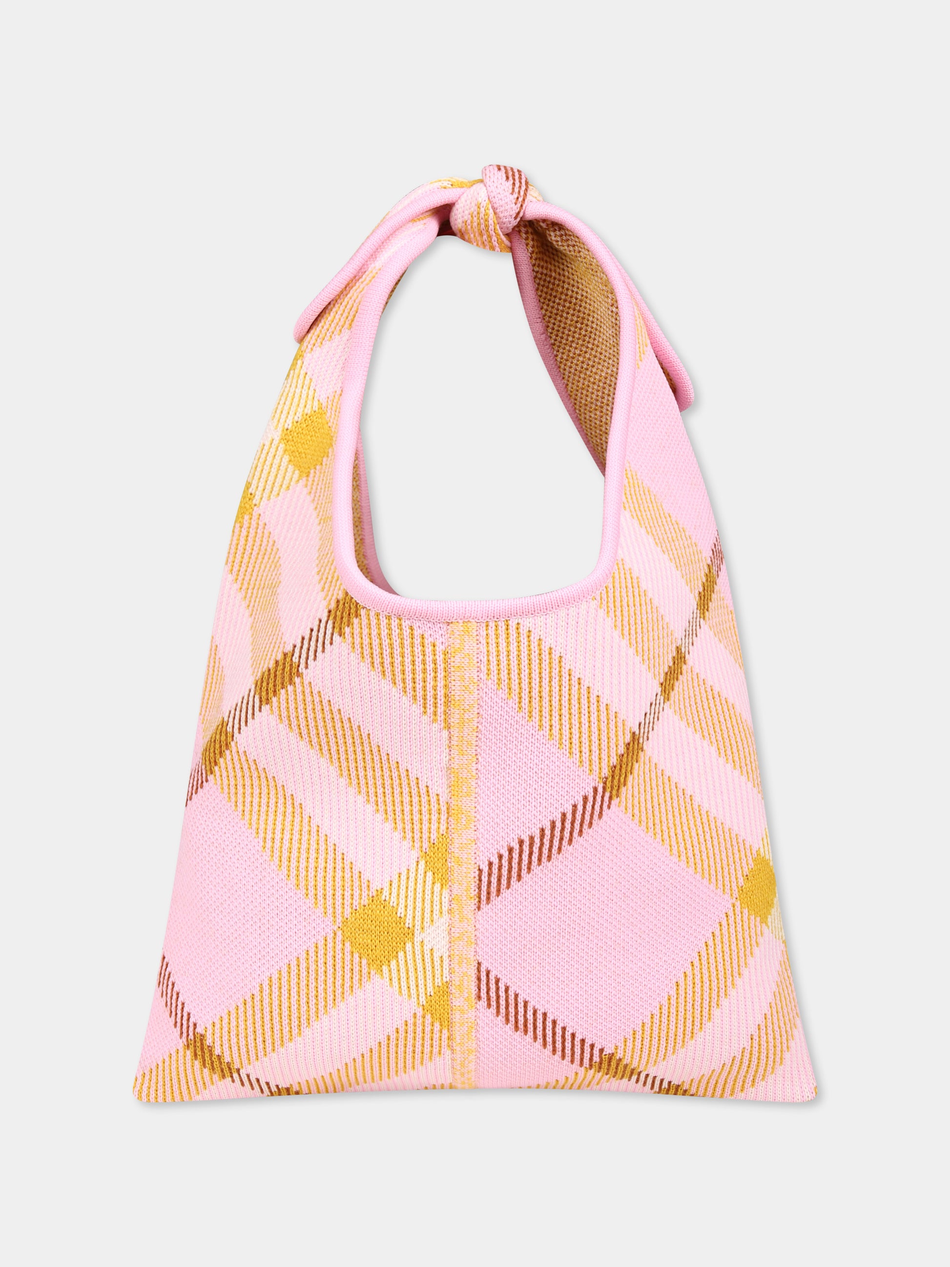 Borsa rosa per bambina con check vintage,Burberry Kids,8089435 A2216