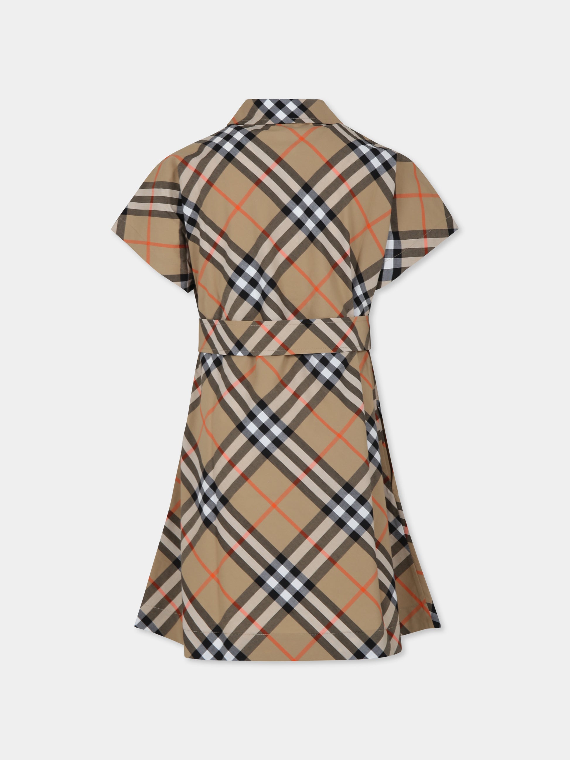 Vestito beige per bambina con check vintage,Burberry Kids,8090538 B9368