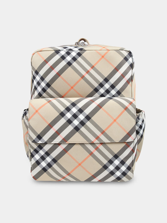 Zaino beige per bambini con check vintage,Burberry Kids,8089846 B9368