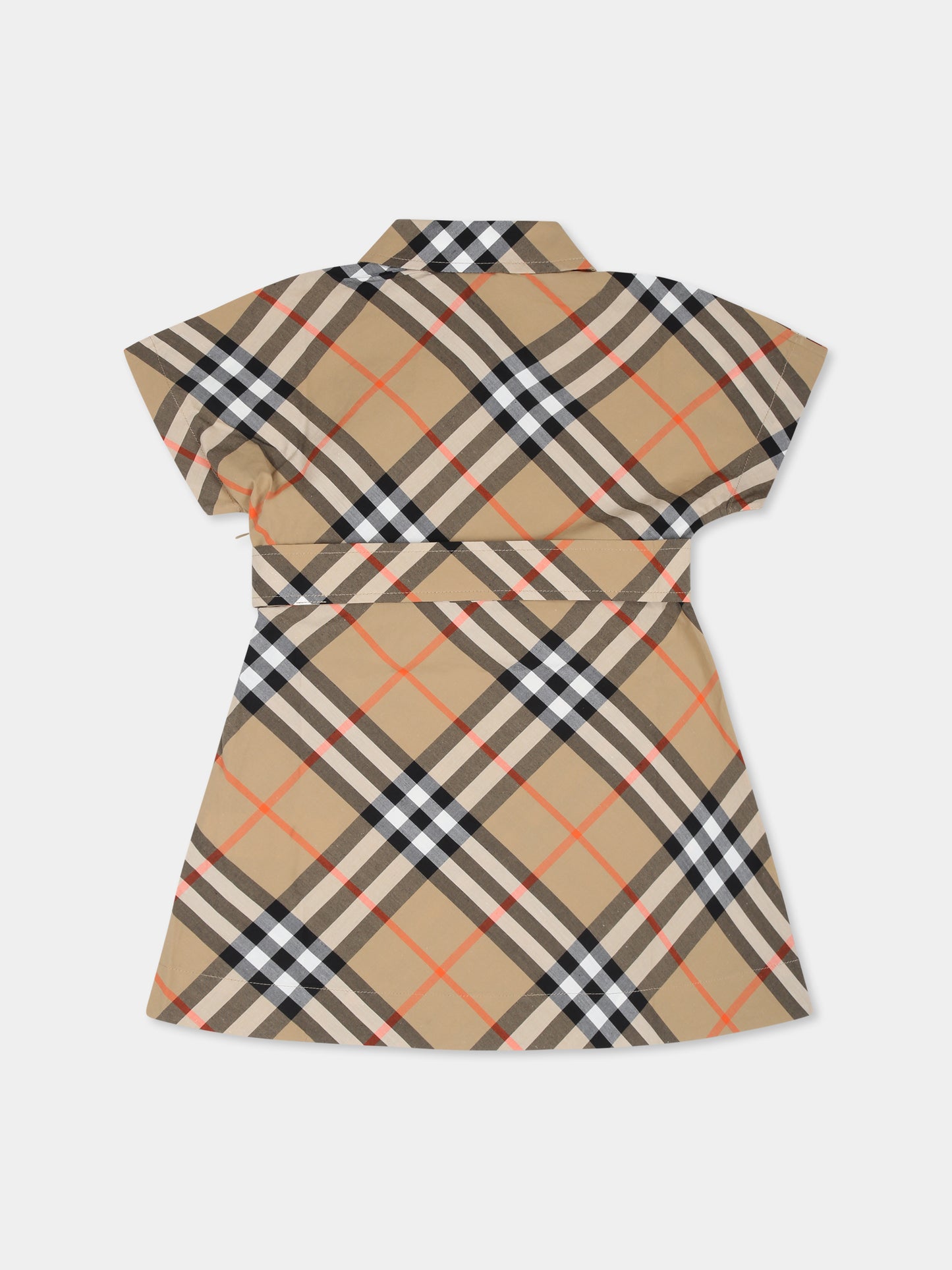 Vestito beige per neonata con check vintage,Burberry Kids,8091076 B9368