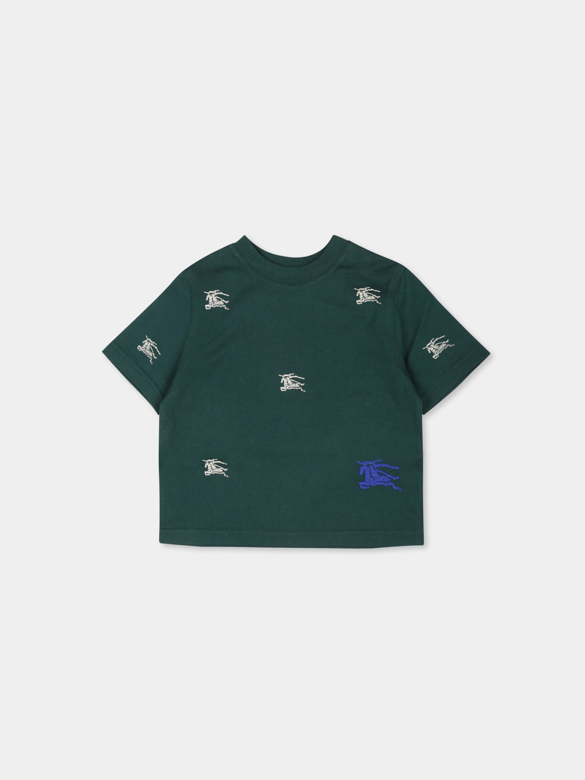 T-shirt verde per neonato con cavaliere equestre,Burberry Kids,8089651 A3508