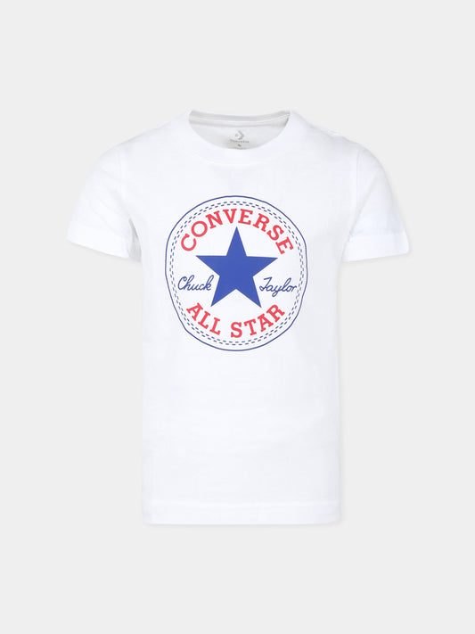 T-shirt bianca per bambini con logo,Converse,866500 001