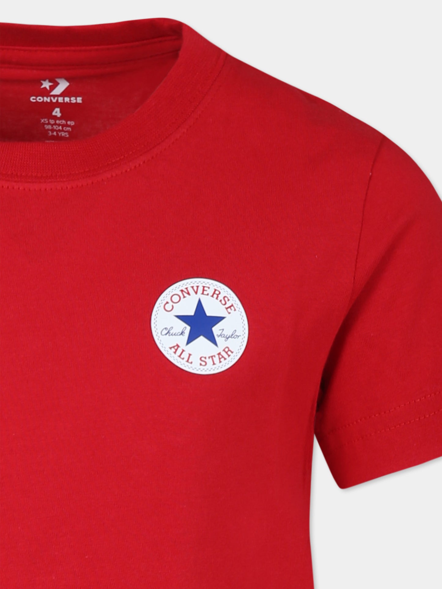 T-shirt rossa per bambini con logo,Converse,9C9506 R4U