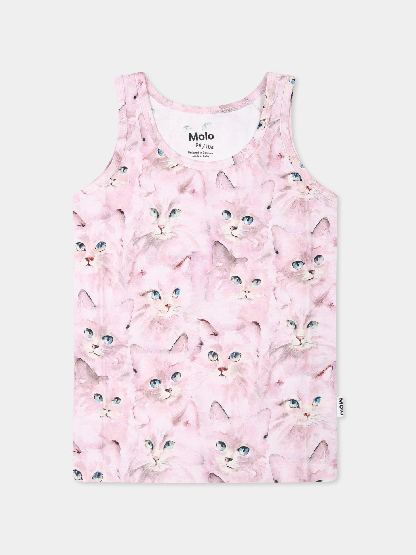 Set slip rosa per bambina con stampa gatti,Molo,2W24Q801 9208