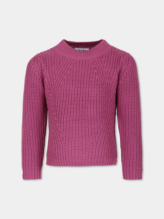 Maglione rosa per bambina con logo,Molo,2W24K205 8972