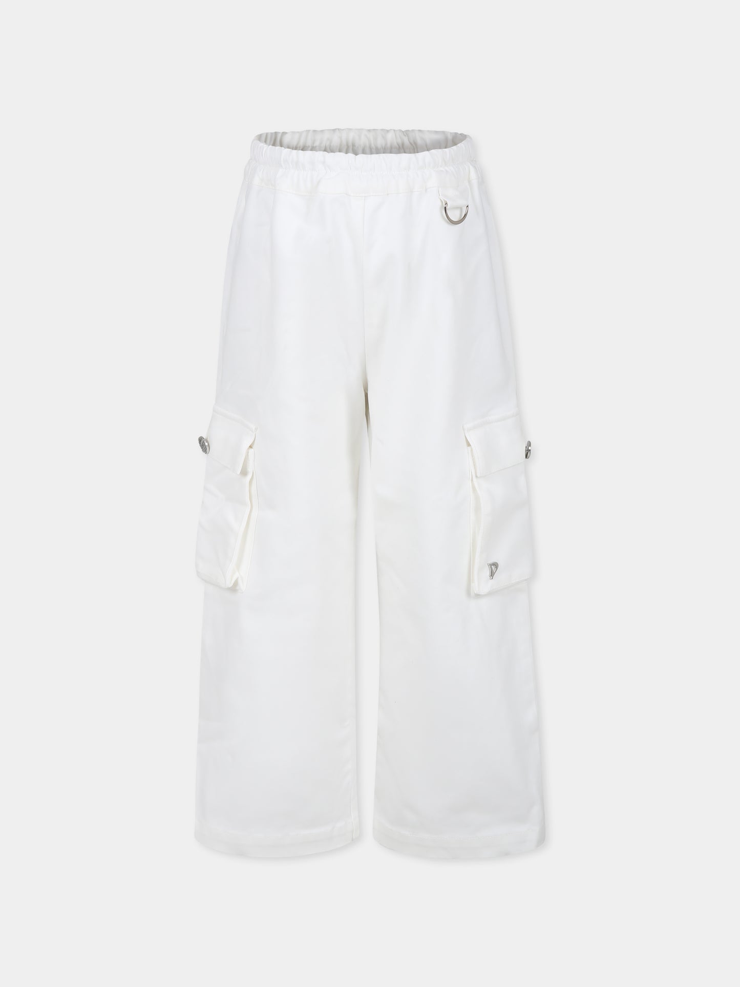 Pantaloni bianchi per bambina con logo,Dondup Kids,DFPA080 0 CE013 0000