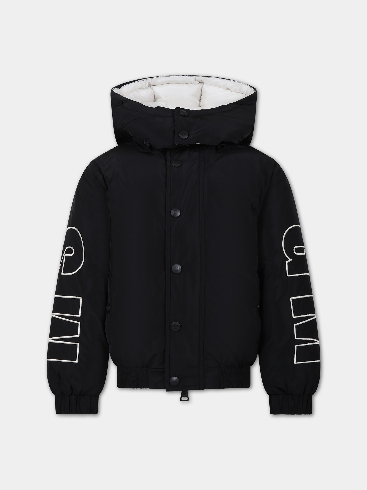 Piumino nero per bambino con logo,Msgm Kids,F3MSJBPF002 110