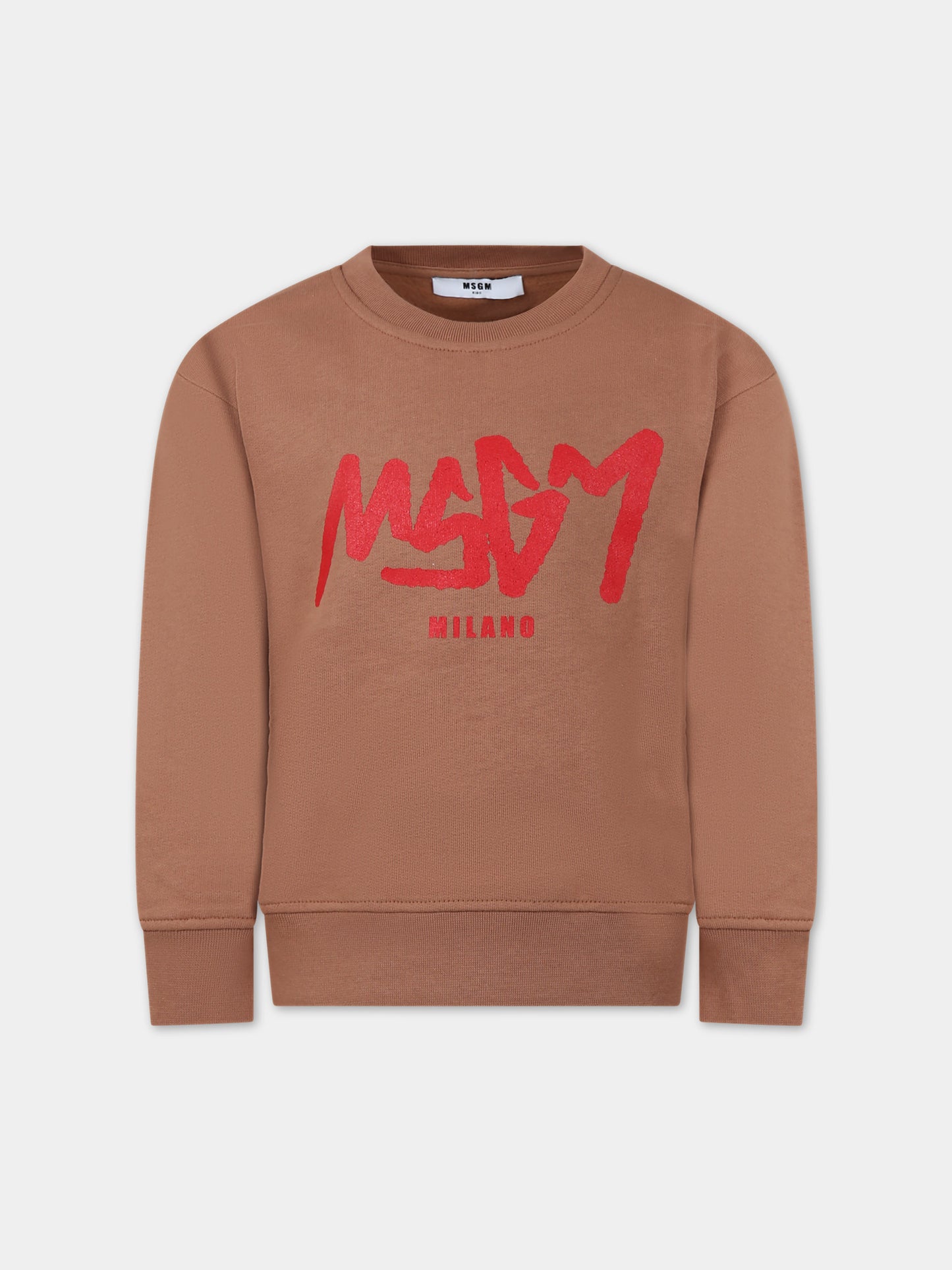 Felpa beige per bambino con logo,Msgm Kids,F3MSJBSW203 924