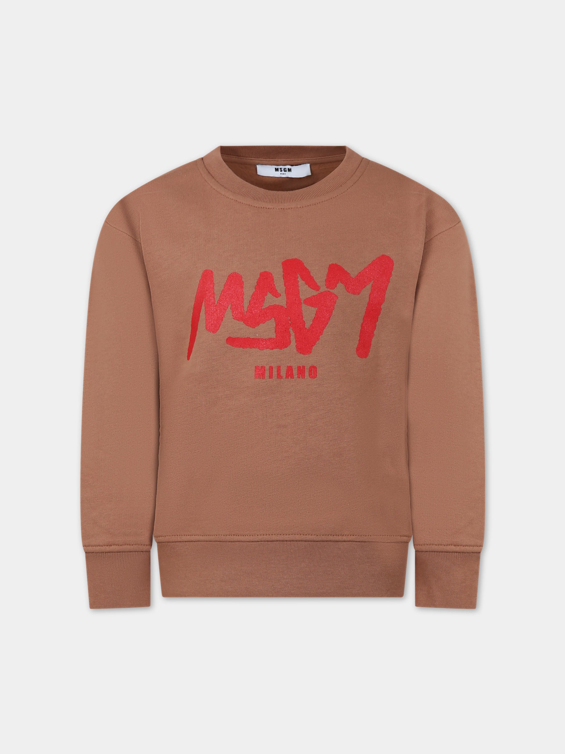 Felpa beige per bambino con logo,Msgm Kids,F3MSJBSW203 924