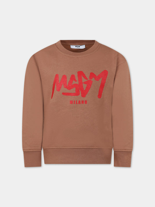 Felpa beige per bambino con logo,Msgm Kids,F3MSJBSW203 924