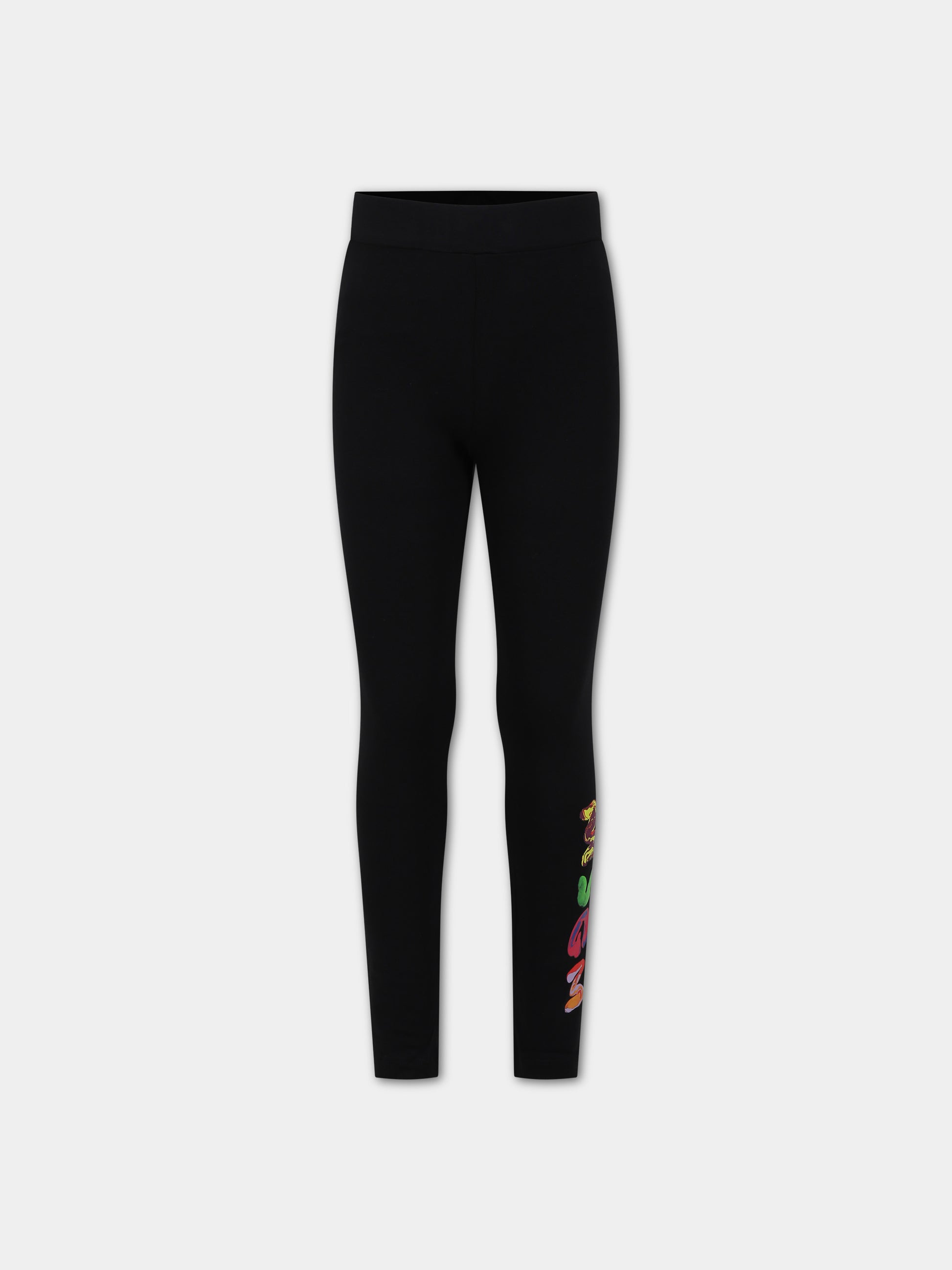 Leggings nero per bambina con logo multicolor,Msgm Kids,F3MSJGLG143 110