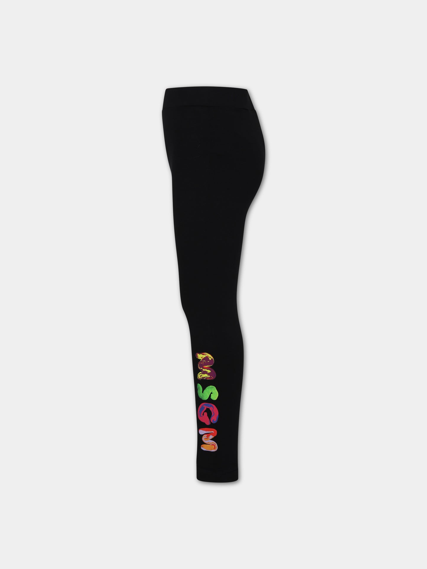 Leggings nero per bambina con logo multicolor,Msgm Kids,F3MSJGLG143 110