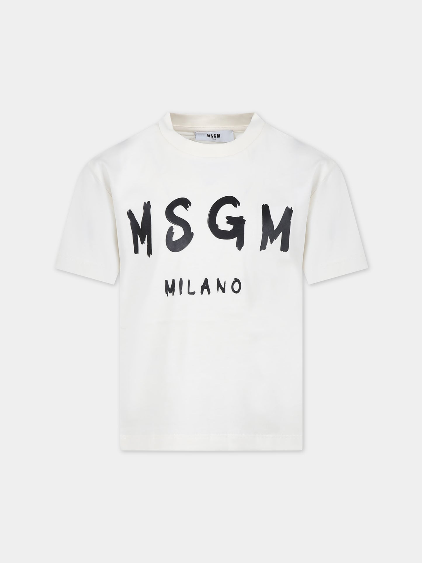 T-shirt avorio per bambini con logo,Msgm Kids,F3MSJUTH011 013