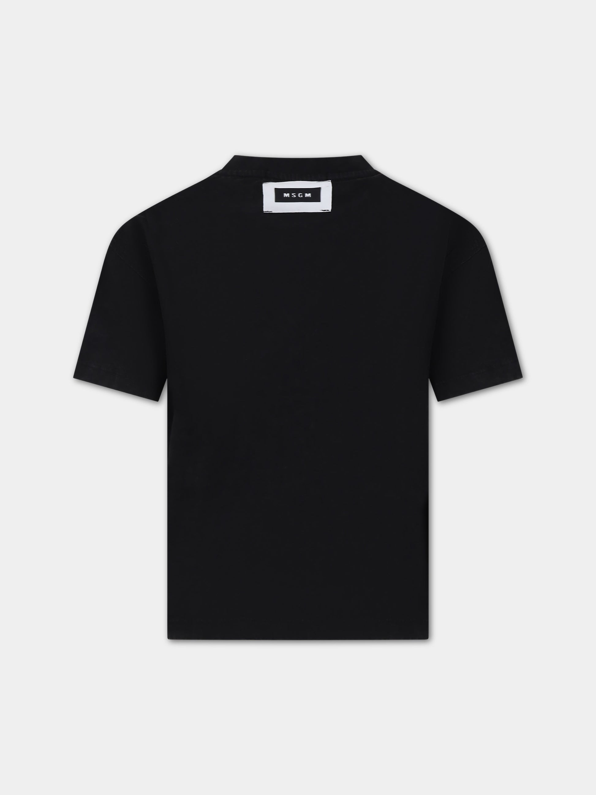 T-shirt nera per bambini con logo,Msgm Kids,F3MSJUTH181 110