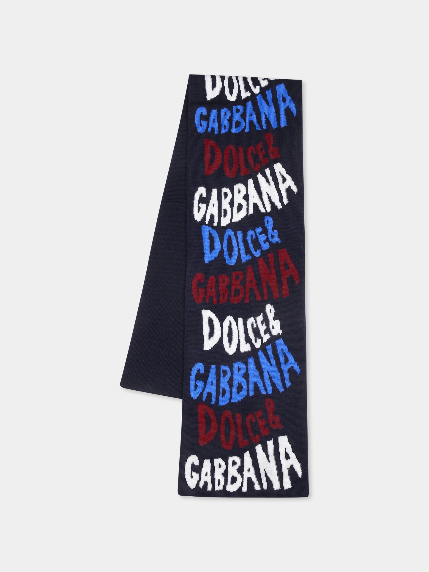 Sciarpa blu per bambino con logo,Dolce & Gabbana Kids,LBKAE3 JCVV3 S9000