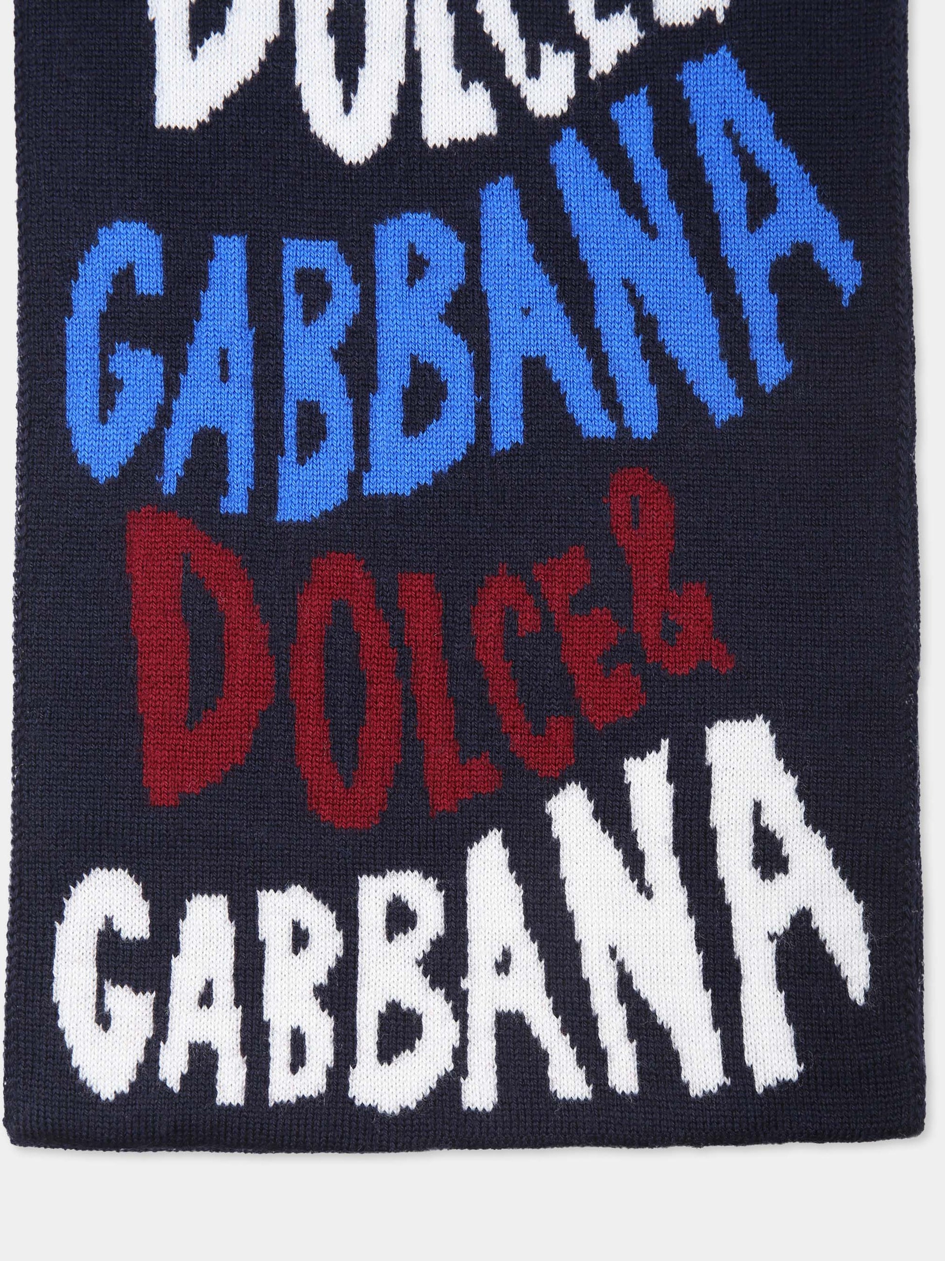 Sciarpa blu per bambino con logo,Dolce & Gabbana Kids,LBKAE3 JCVV3 S9000