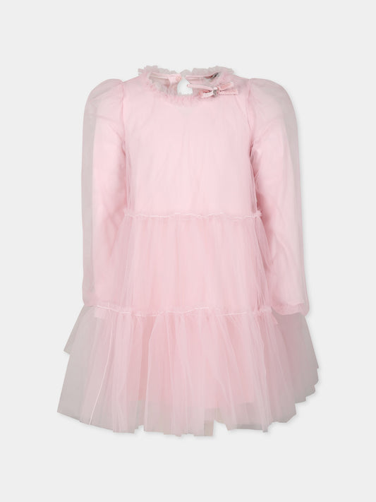 Vestito rosa per bambina con fiocco,Monnalisa,17D900 T9945 066C