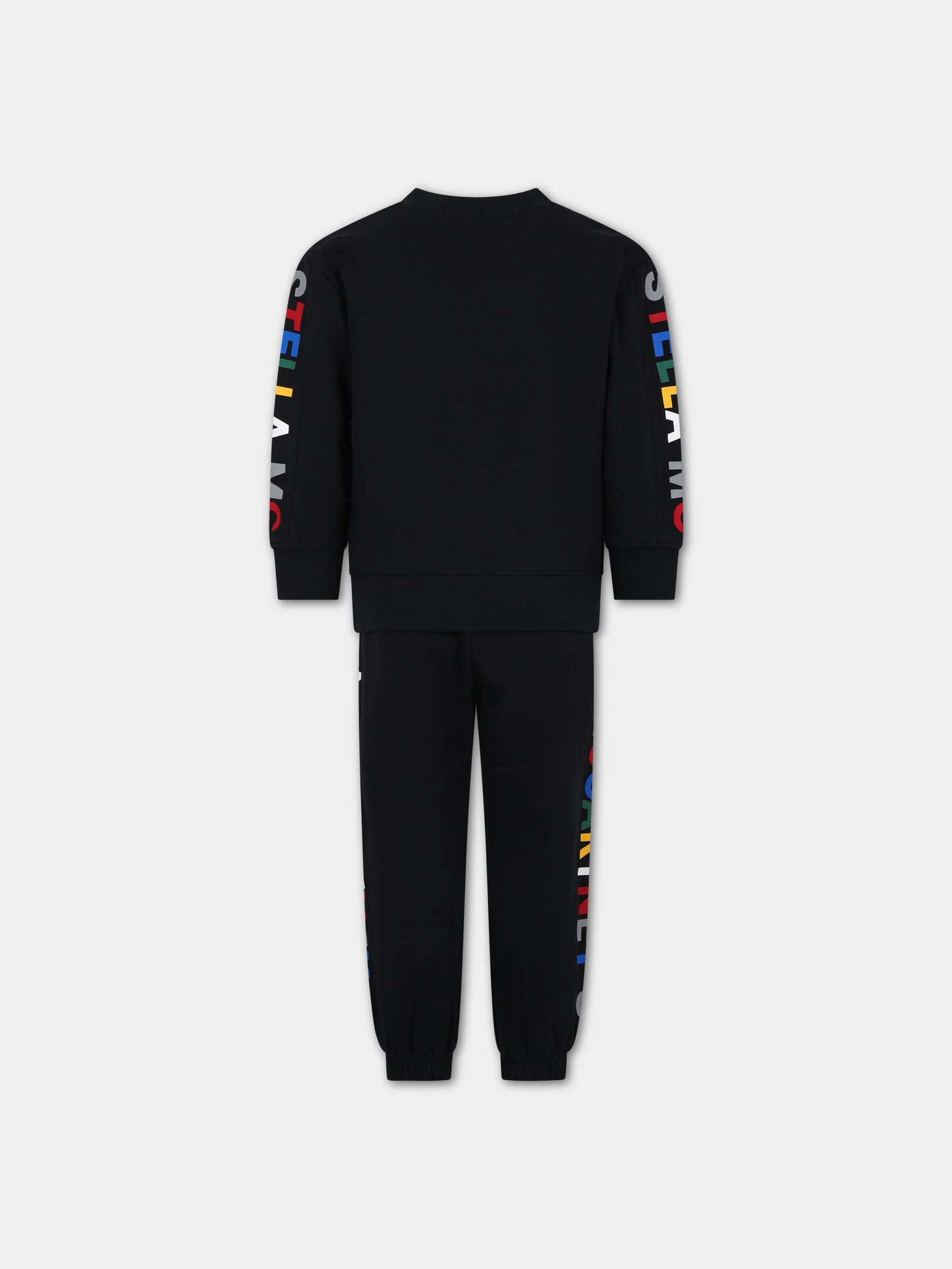 Completo nero per bambino con bande laterali con logo multicolor,Stella Mccartney Kids,TT3P90 Z0409 930