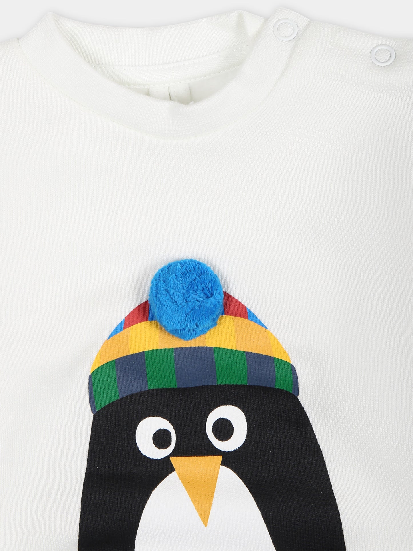 Felpa bianca per neonato con pinguino,Stella Mccartney Kids,TT4600 Z0447 101