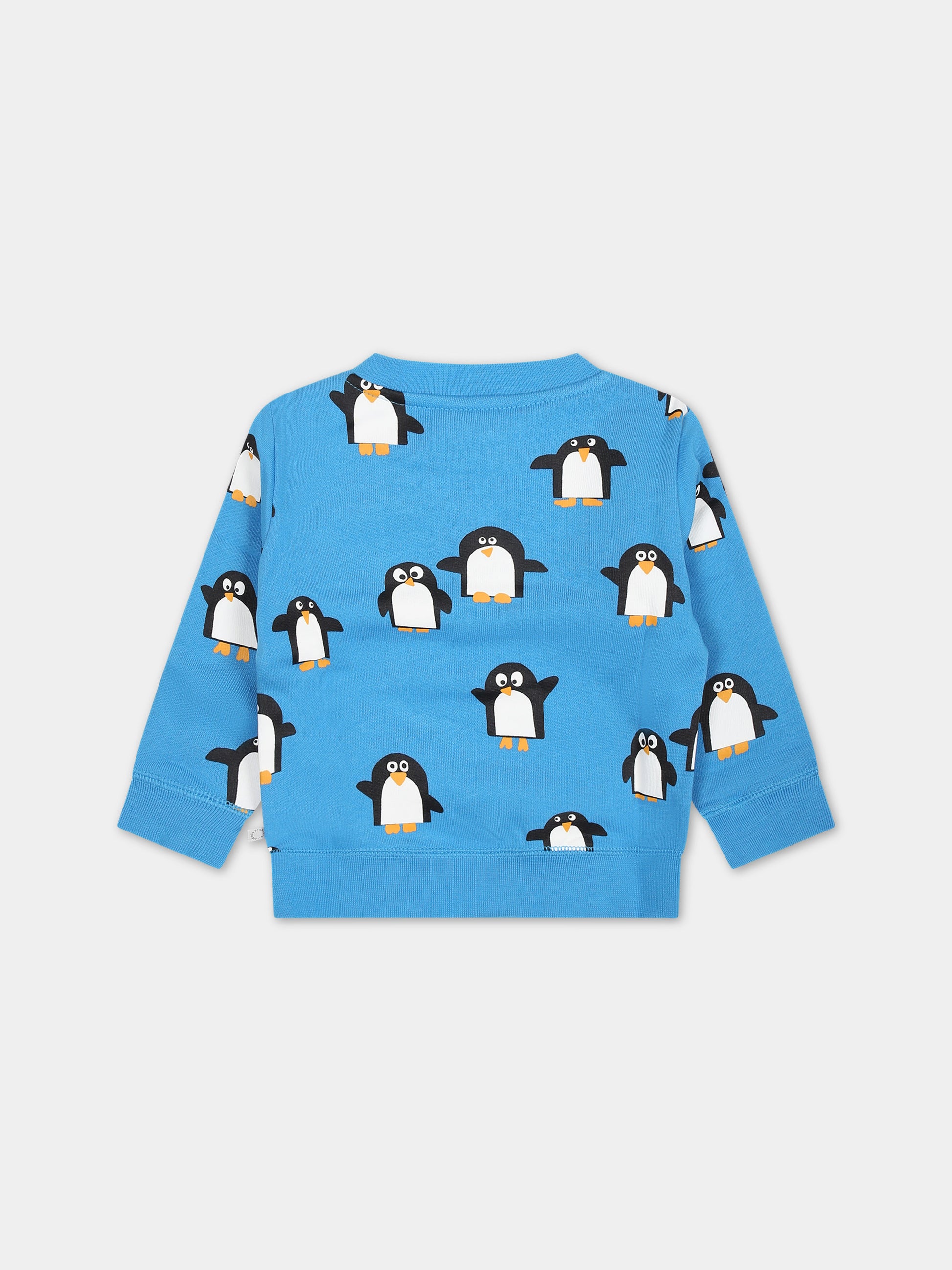 Felpa azzurra per neonato con pinguini all-over,Stella Mccartney Kids,TT4650Z1514 644MC