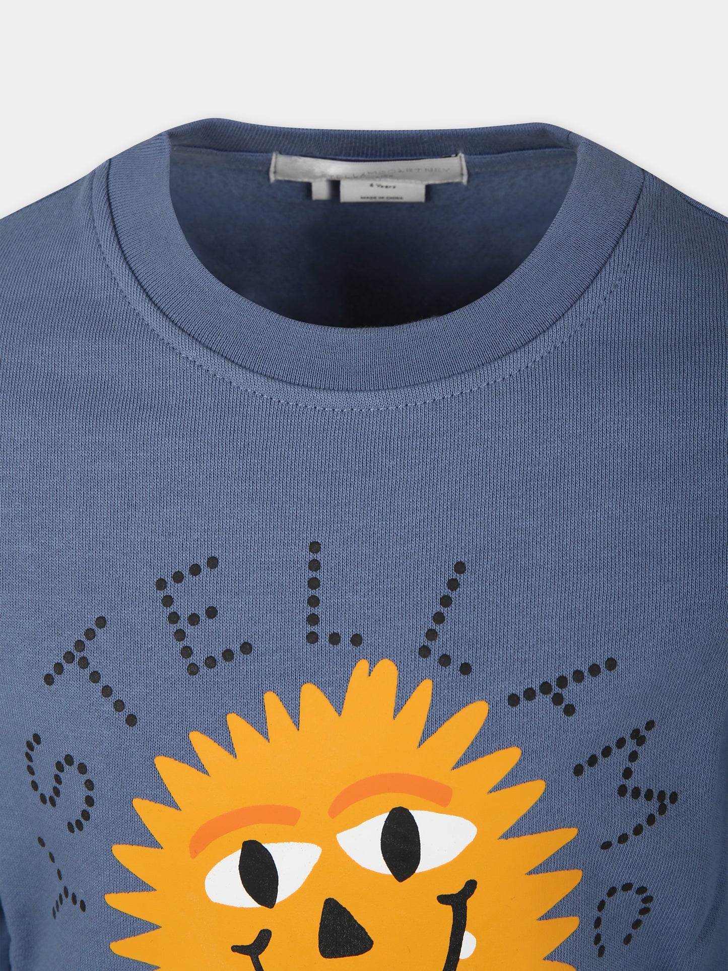Felpa blu per bambino con stampa e logo,Stella Mccartney Kids,TT4R00 Z0447 668