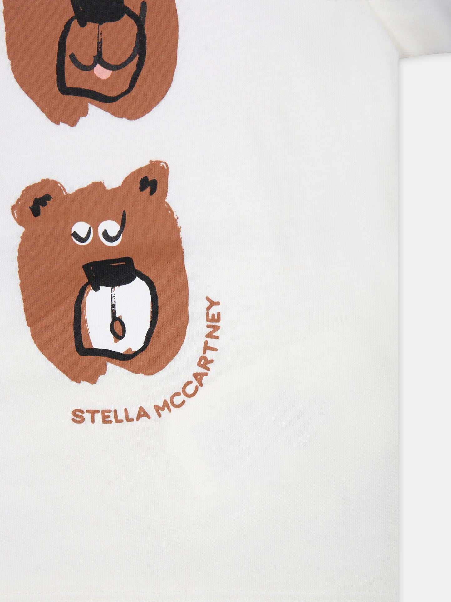 T-shirt avorio per neonata con orsi,Stella Mccartney Kids,TT8531 Z0434 101