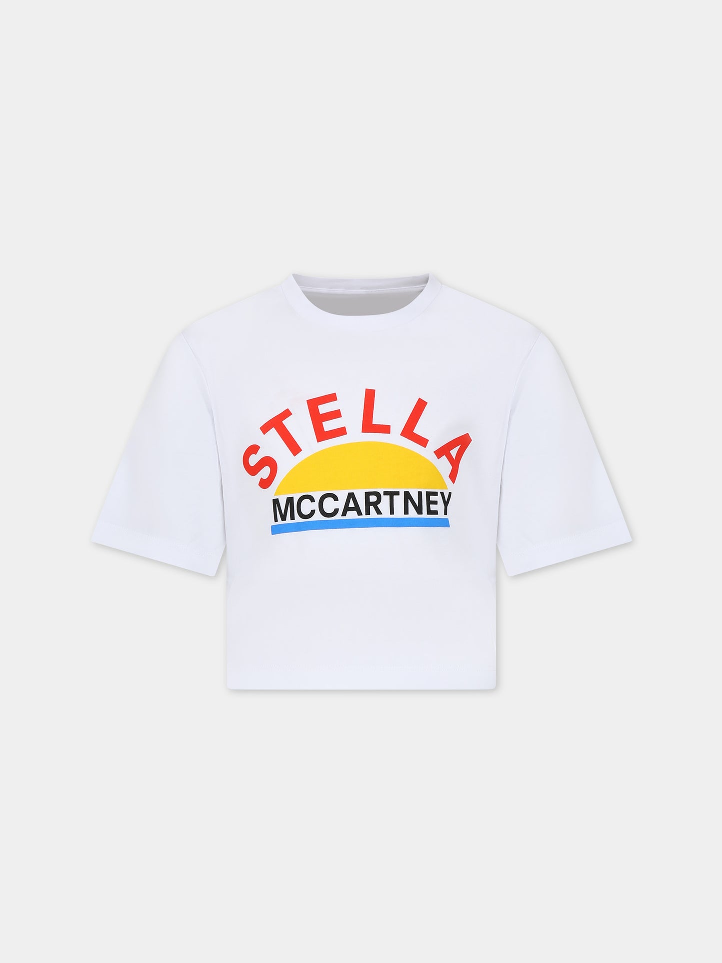 T-shirt bianca per bambina con stampa multicolor,Stella Mccartney Kids,TT8A31 Z0434 100