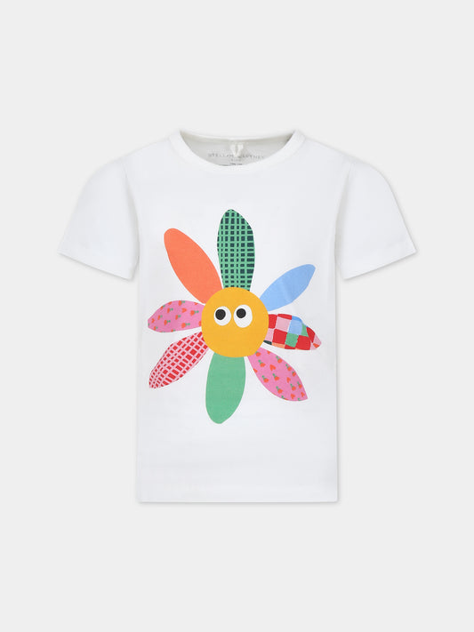 T-shirt avorio per bambina con logo multicolor,Stella Mccartney Kids,TT8C21 Z0434 101