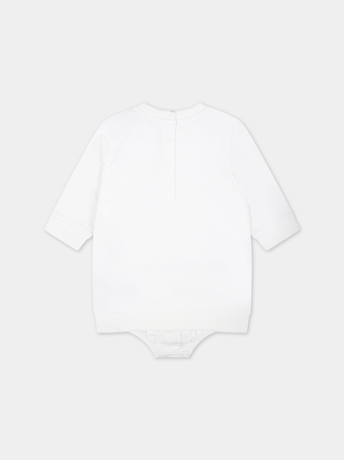 Vestito bianco per neonata con logo nero,Balmain Kids,BT1000 Z000 100AG