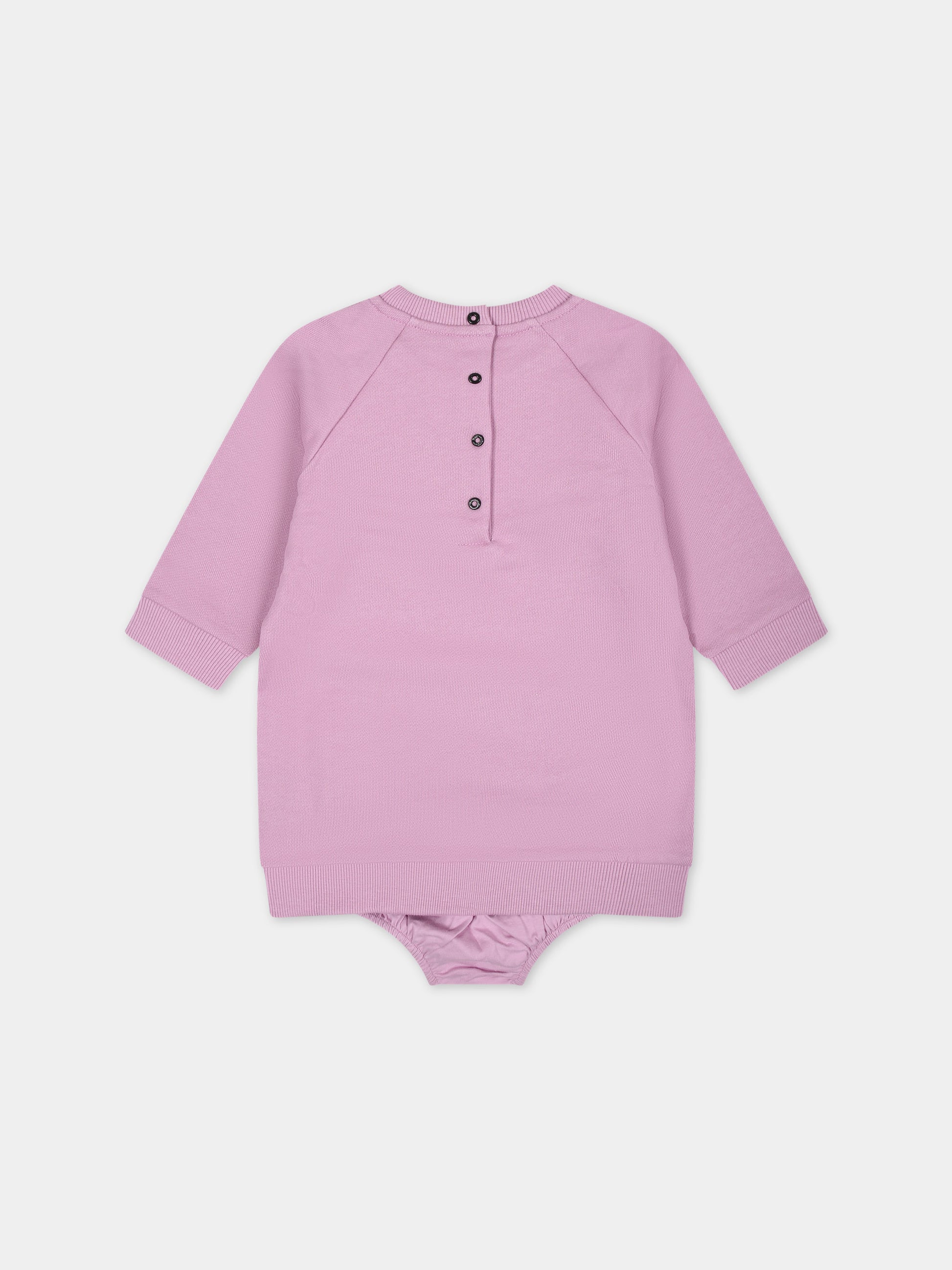 Vestito rosa per neonata con logo nero,Balmain Kids,BT1000 Z0001 519