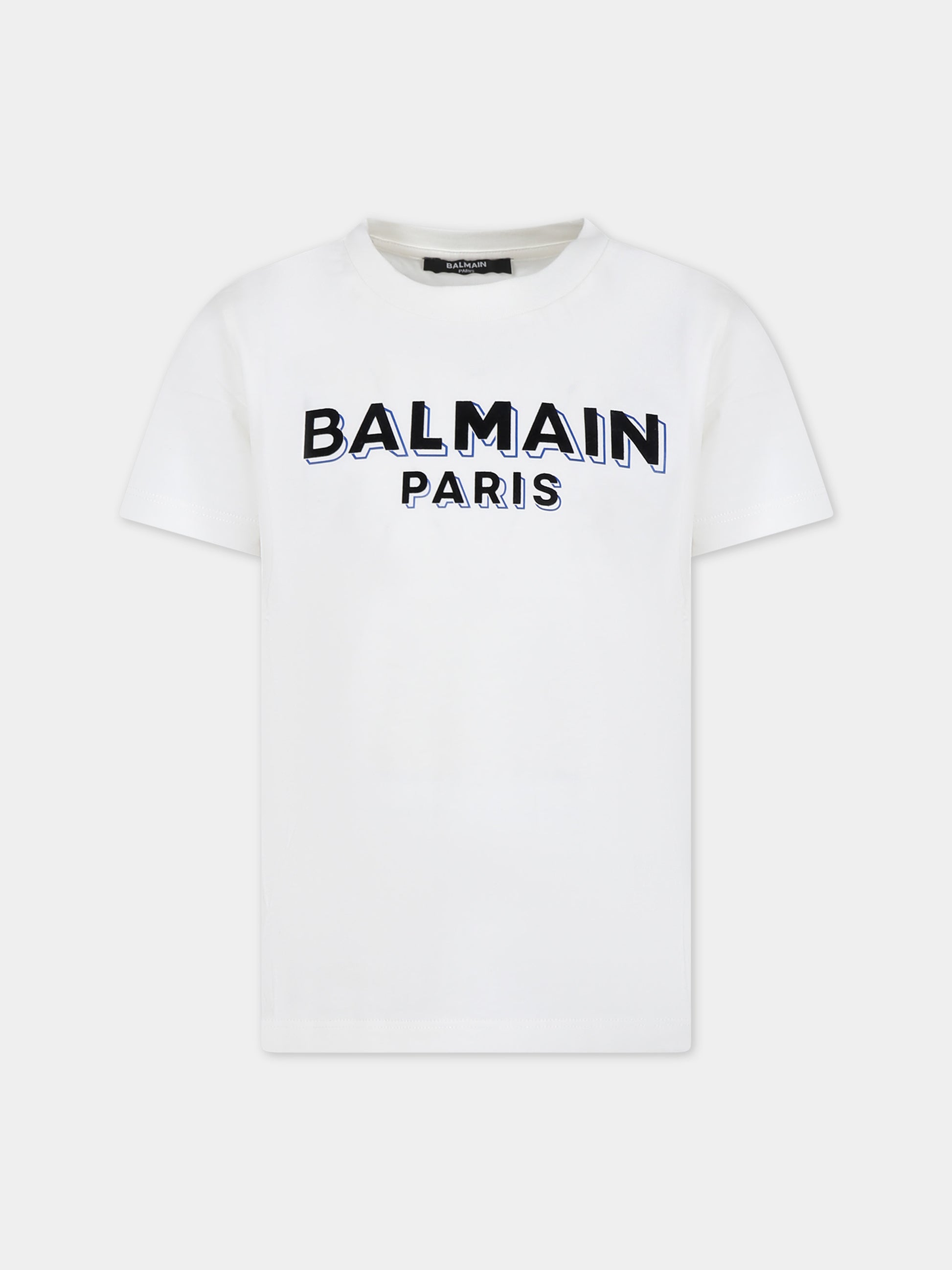 T-shirt bianca per bambina con logo,Balmain Kids,BT8P01 Z0057 102