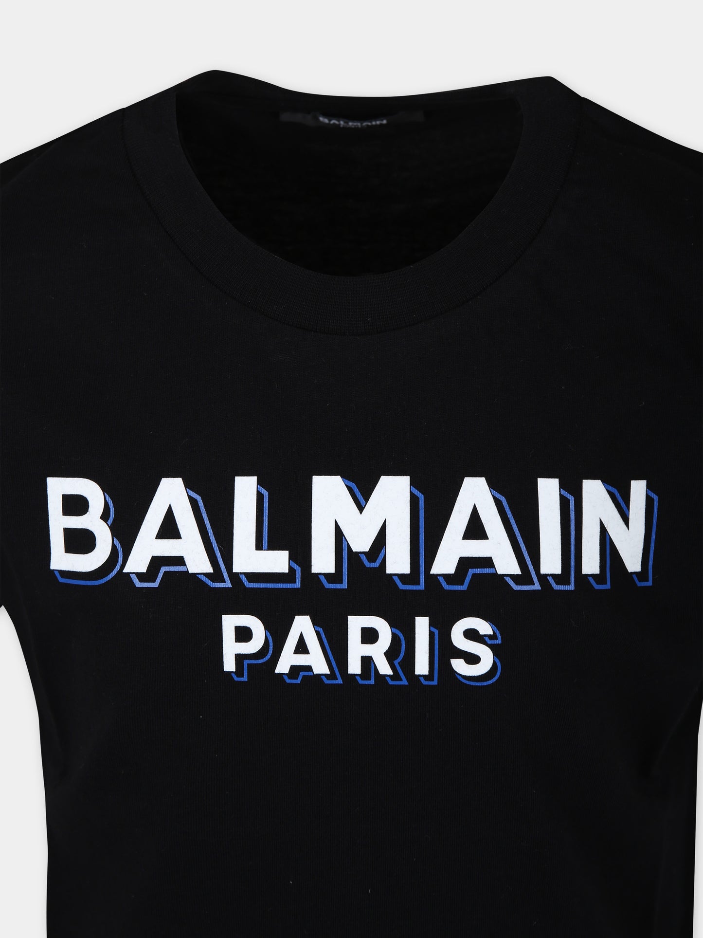 T-shirt nera per bambina con logo,Balmain Kids,BT8P01 Z0057 930