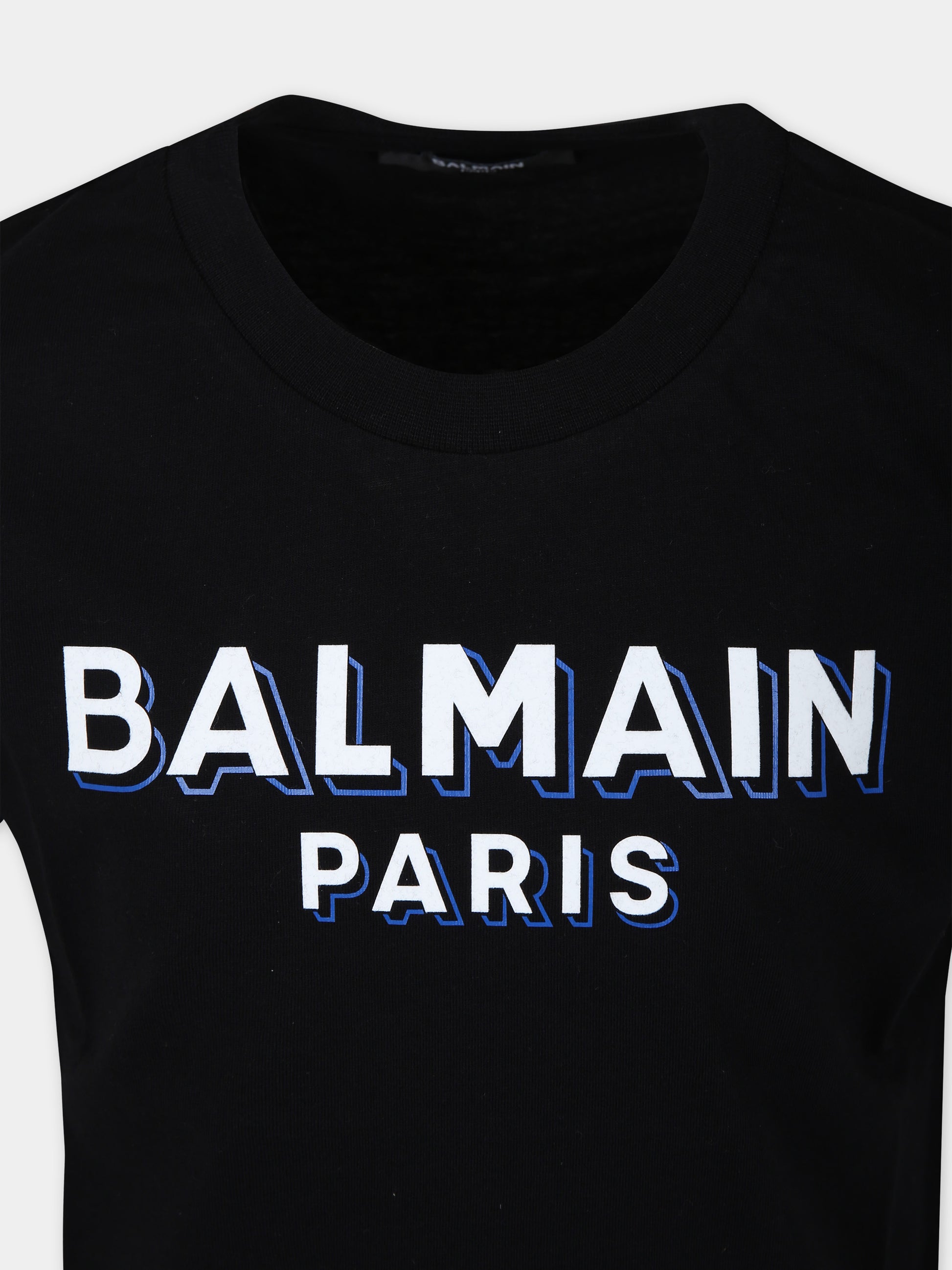 T-shirt nera per bambina con logo,Balmain Kids,BT8P01 Z0057 930