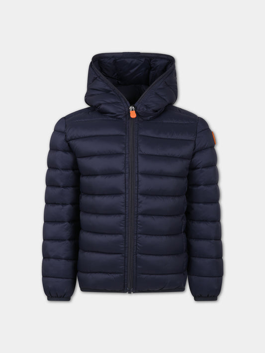 Piumino Giga blu per bambino con logo,Save The Duck Kids,J32310G GIGA17 90010