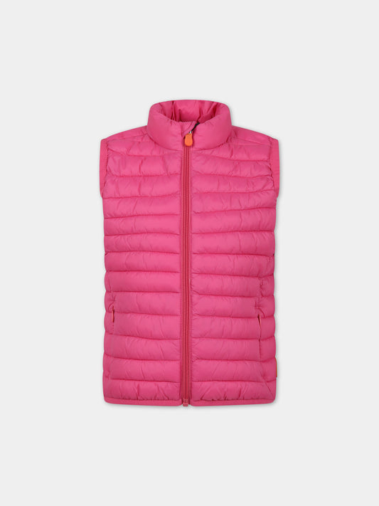 Gilet Dolin rosa per bambina con logo iconico,Save The Duck Kids,J82430X GIGA16 80017