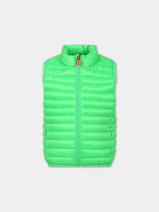 Gilet Ozam verde per bambino con logo,Save The Duck Kids,J82430X FLUO16 50050