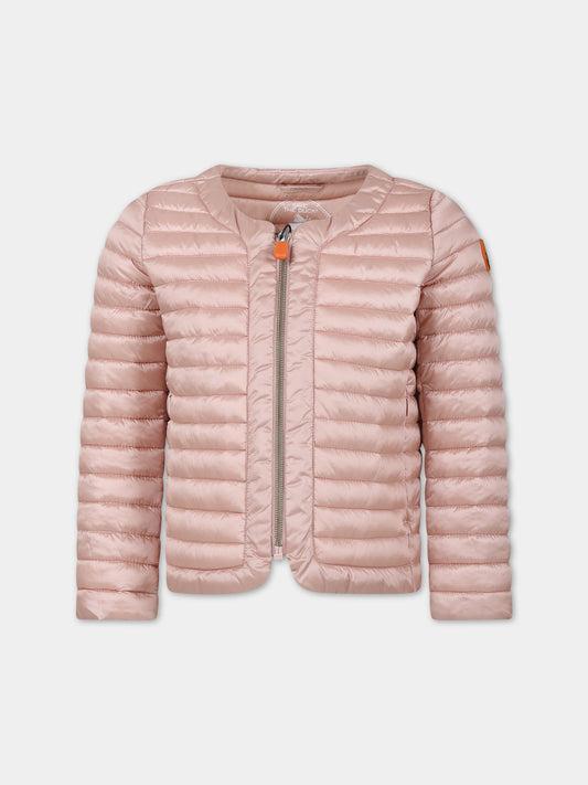 Piumino Vela rosa per bambina con logo iconico,Save The Duck Kids,J30614G IRIS16 80006