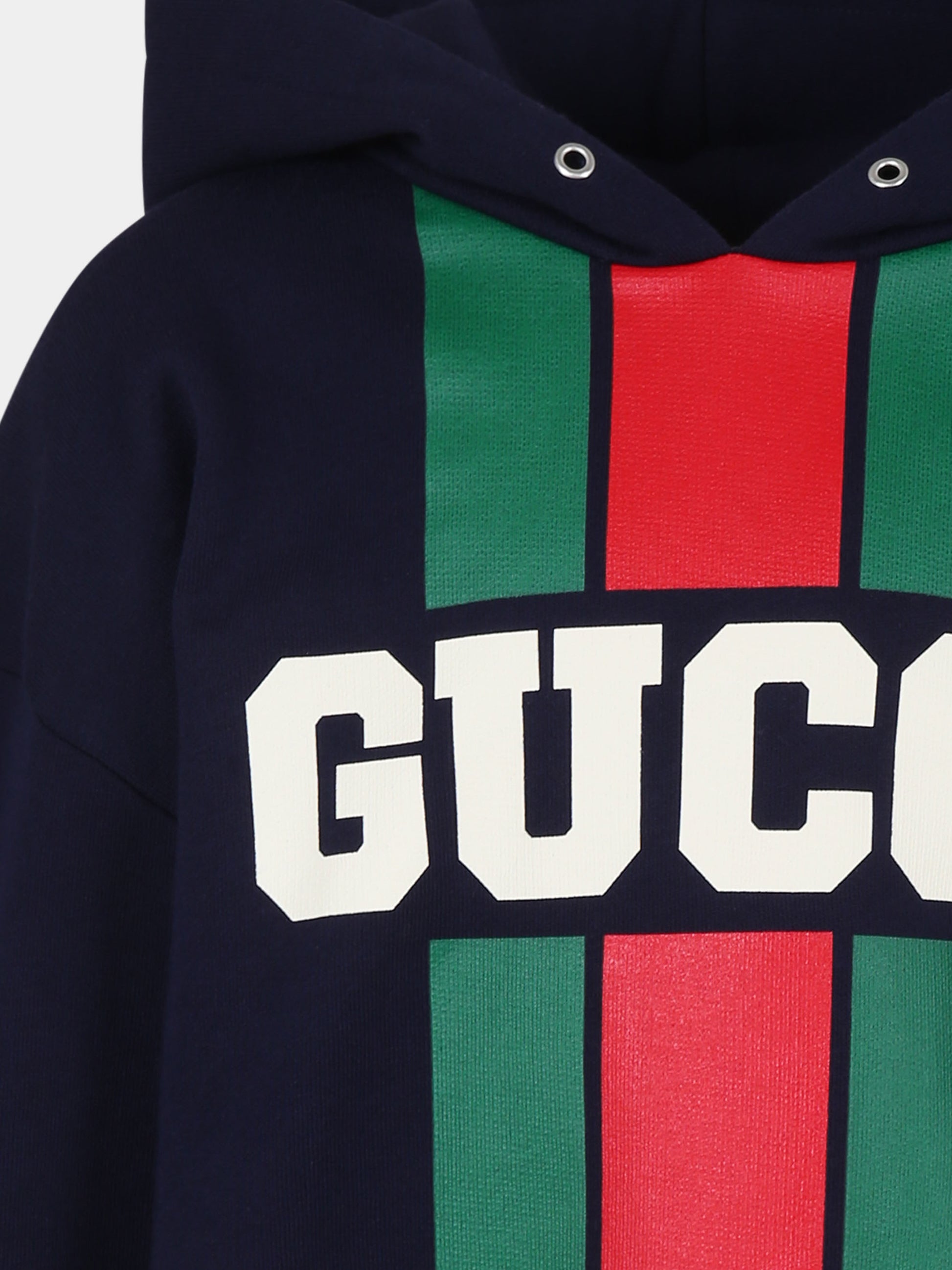 Felpa over blu per bambini con logo,Gucci Kids,791861 XJGOF 4392