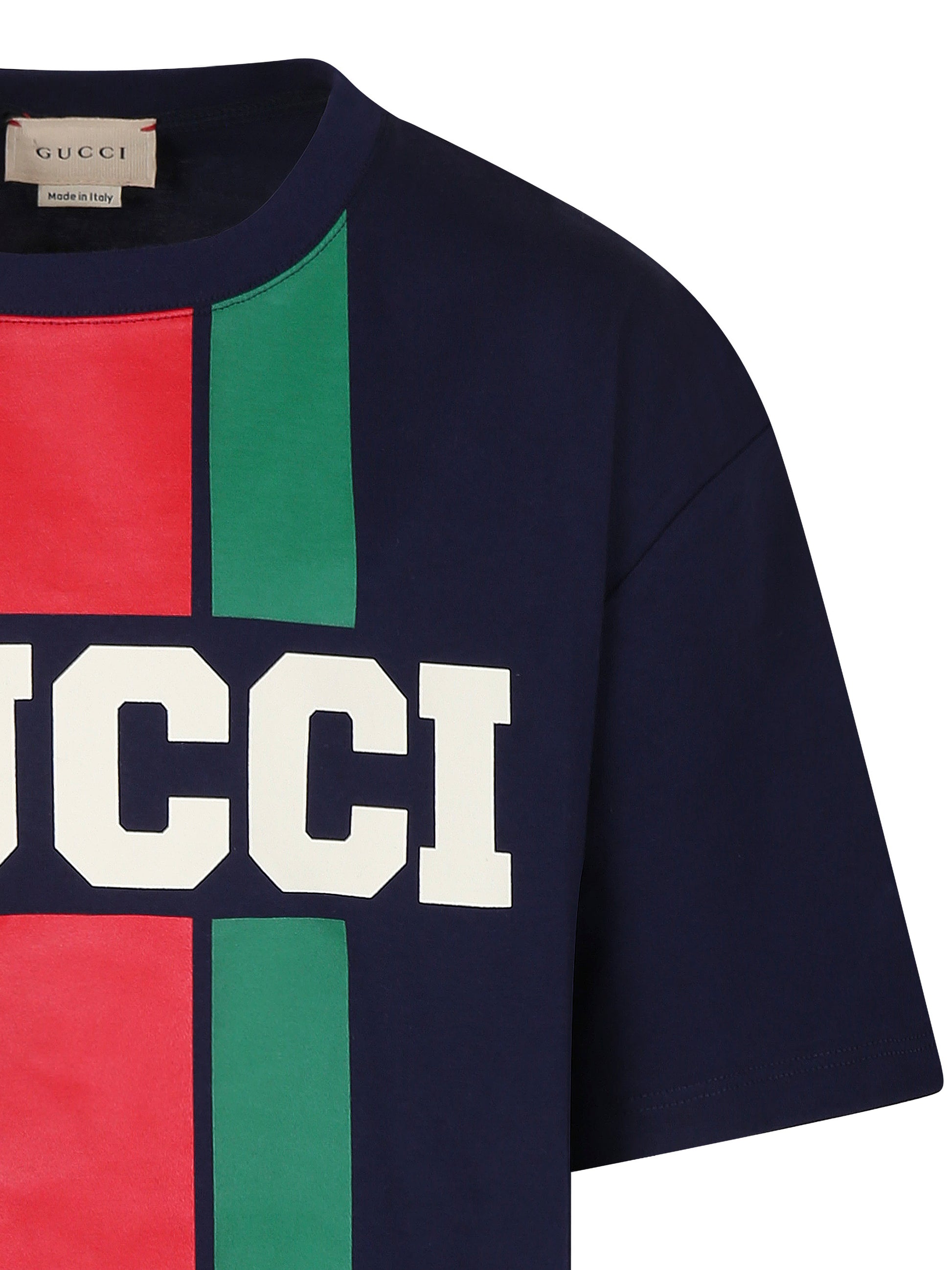 T-shirt blu per bambini con logo,Gucci Kids,575114 XJGN7 4392