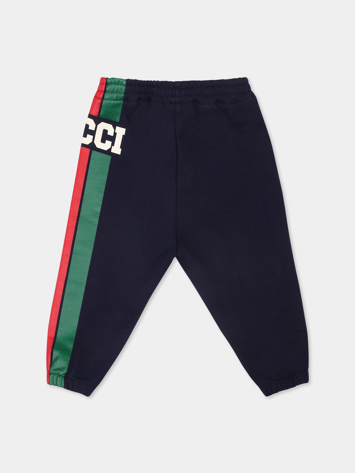 Pantaloni blu per neonato con logo,Gucci Kids,791933 XJGOF 4392