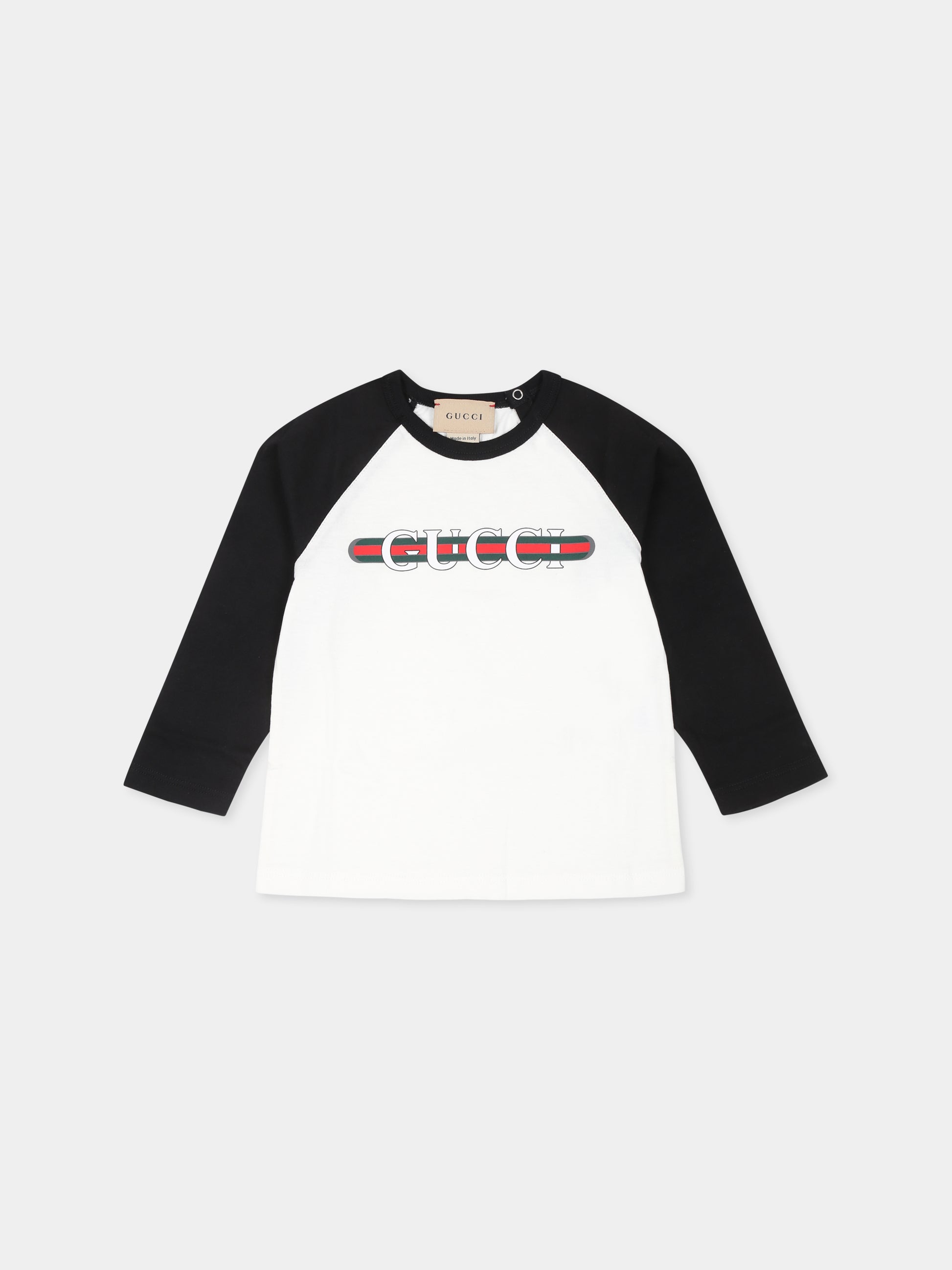 T-shirt bianca per neonato con logo,Gucci Kids,757858 XJGPI 9034