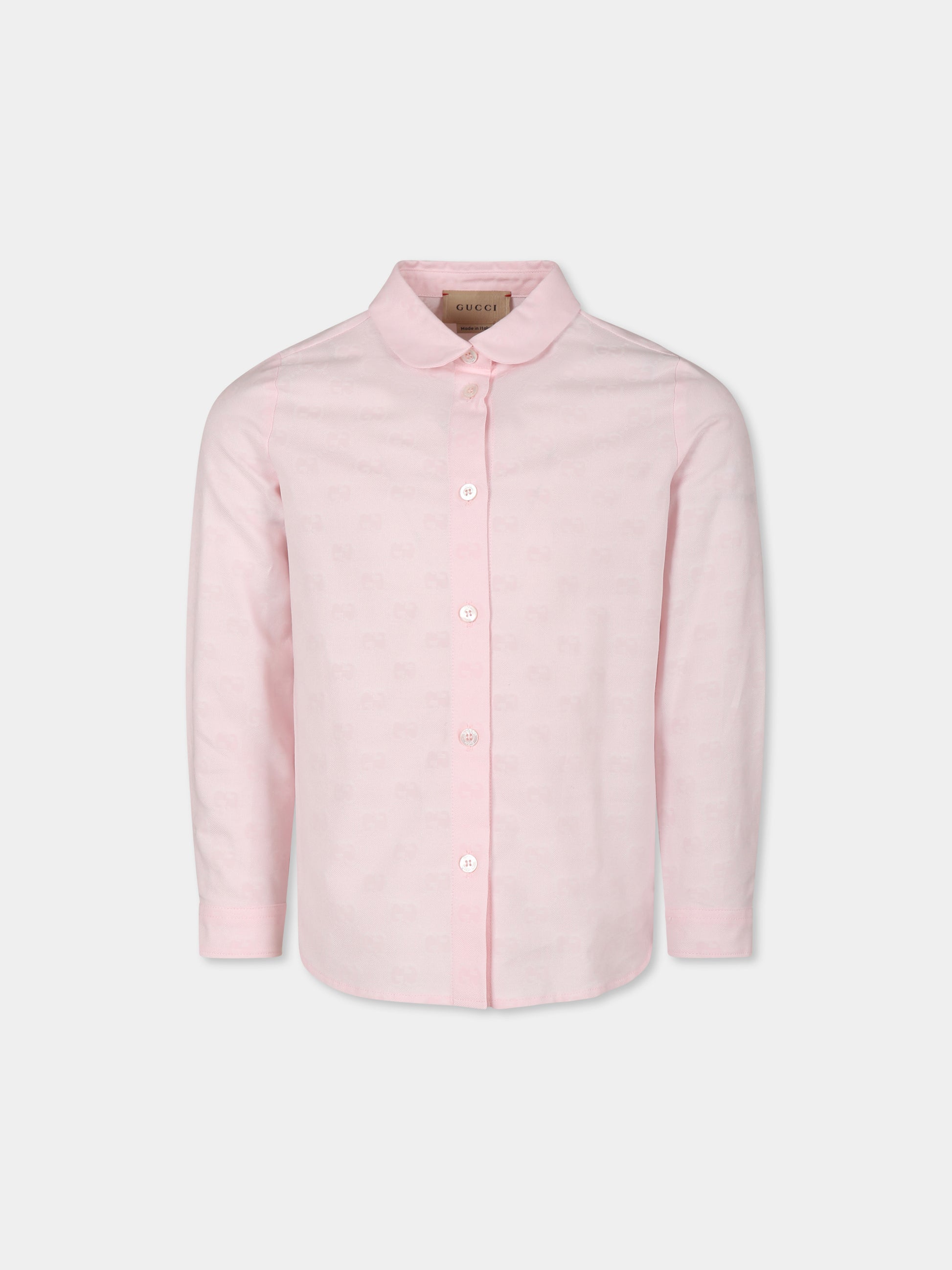 Camicia rosa per bambina con GG,Gucci Kids,793093 XWA2Q 5267