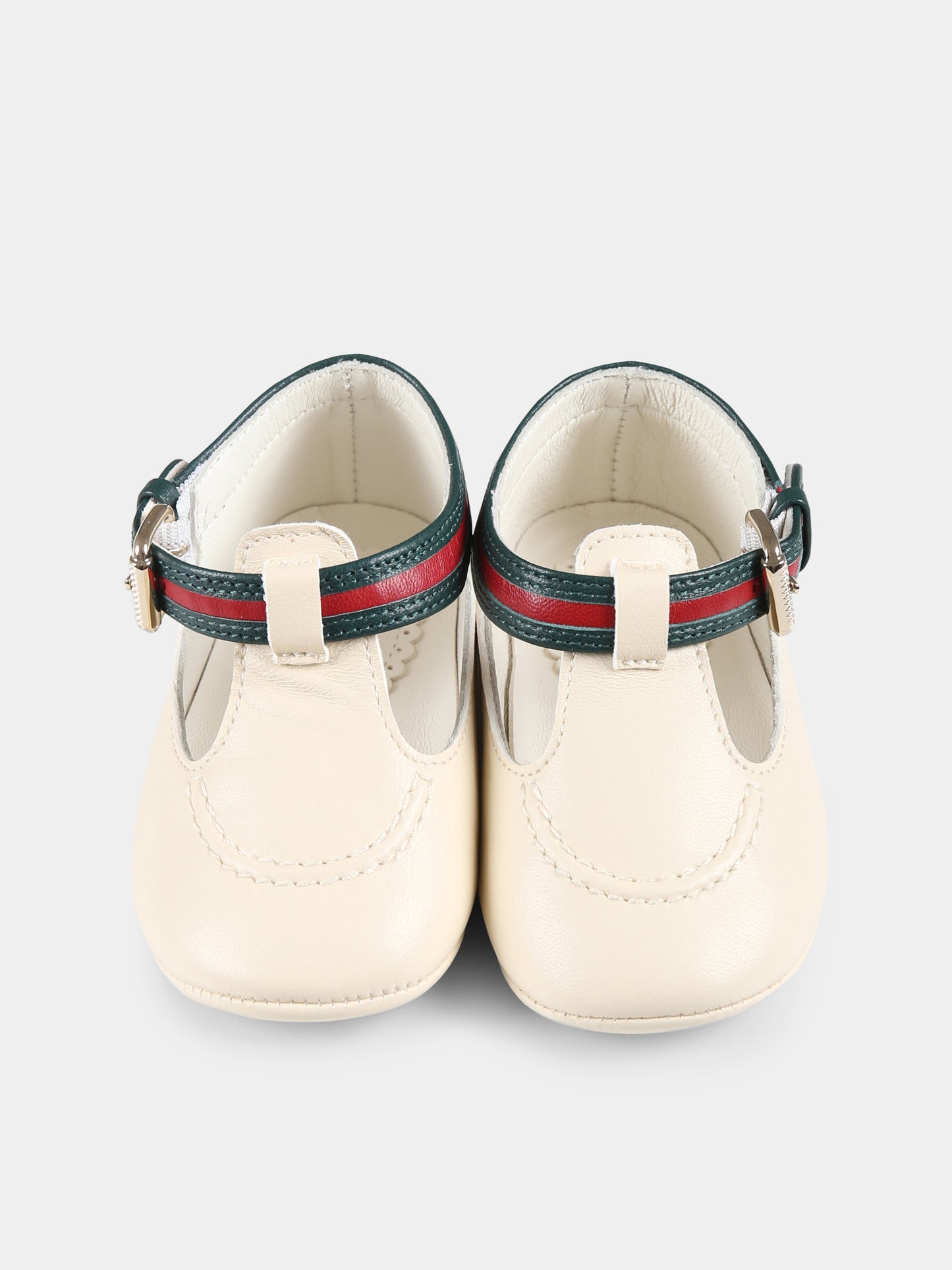 Occhi di bue avorio per neonati con dettaglio Web,Gucci Kids,793040 1D730 9553