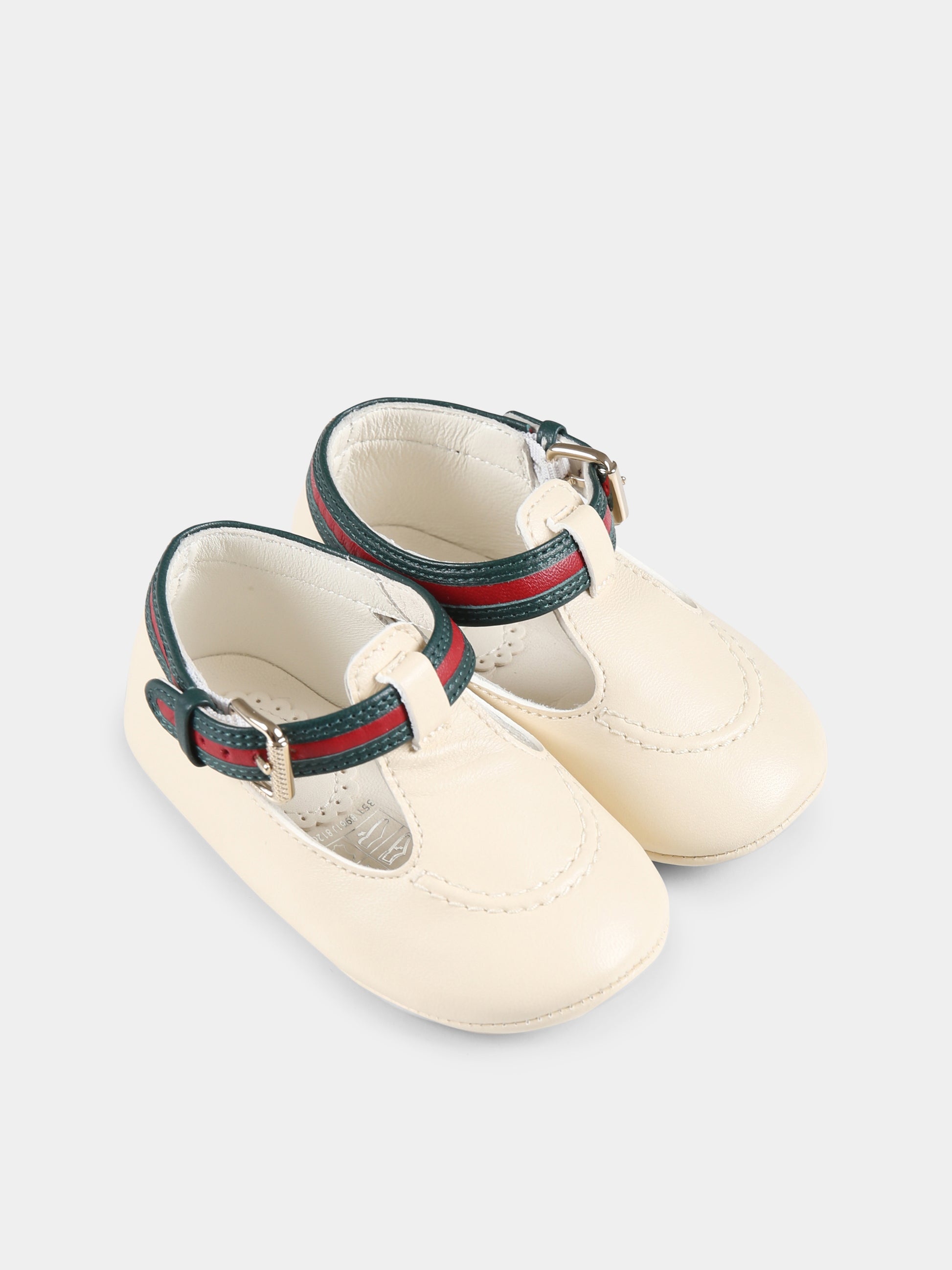 Occhi di bue avorio per neonati con dettaglio Web,Gucci Kids,793040 1D730 9553