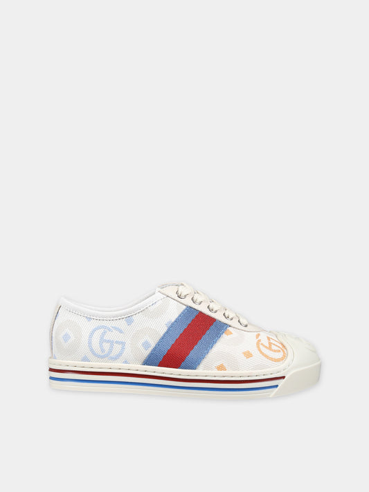 Sneakers basse blu per bambini con nastro Web,Gucci Kids,772410 FADIO 8444