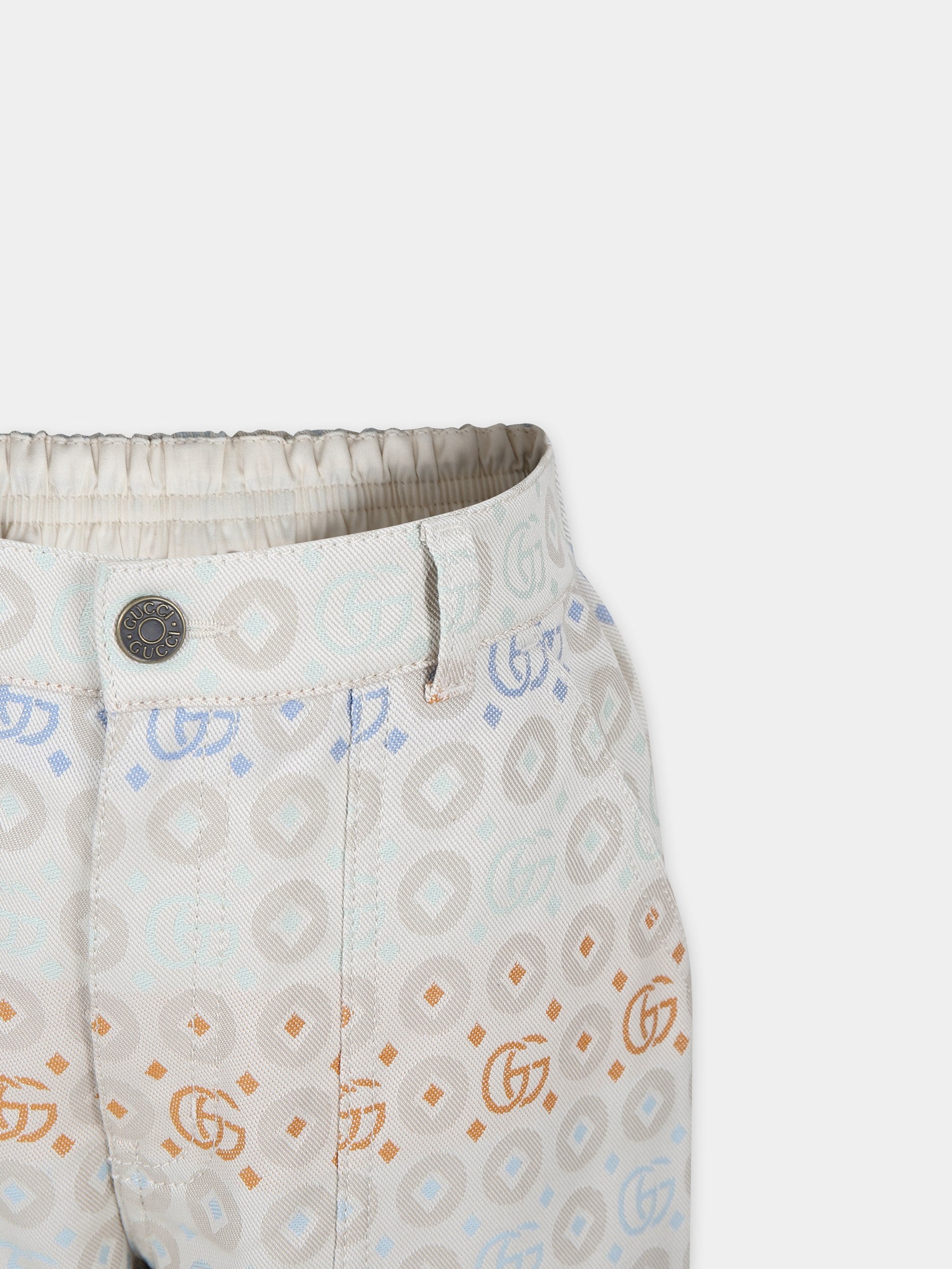 Pantaloni avorio per bambini con doppia G,Gucci Kids,781281 XDCYA 9275