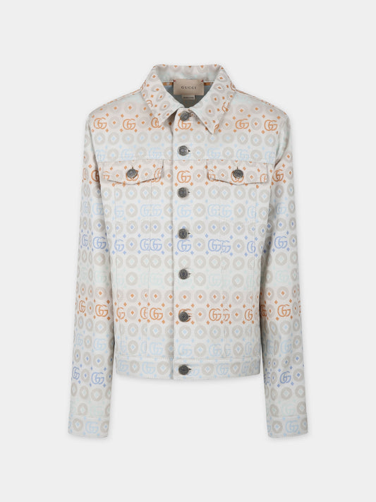 Giubbotto di jeans avorio per bambini con doppia G,Gucci Kids,782493 XDCYA 9275