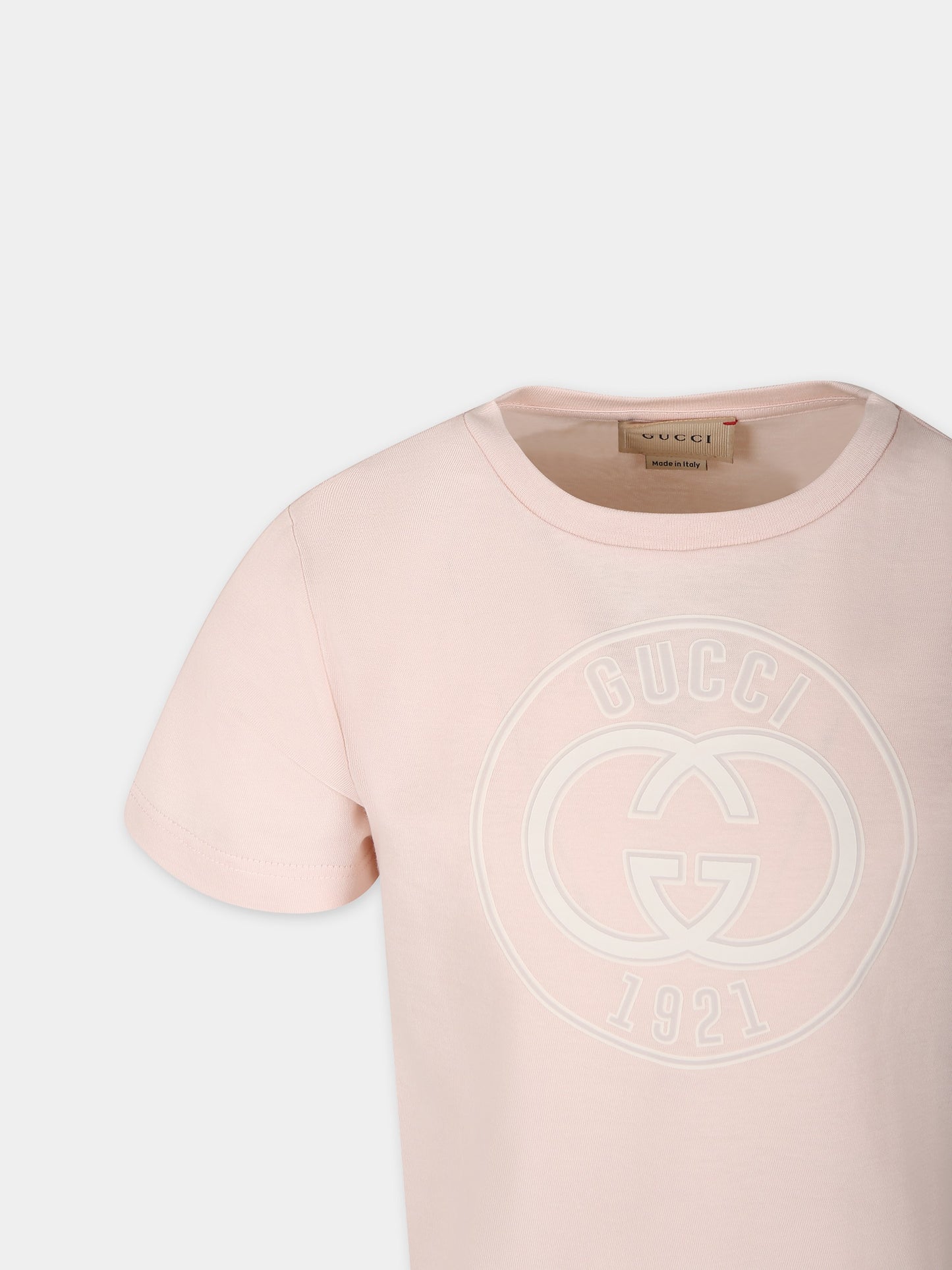 T-shirt rosa per bambina con logo Gucci 1921,Gucci Kids,547559 XJGJC 6341