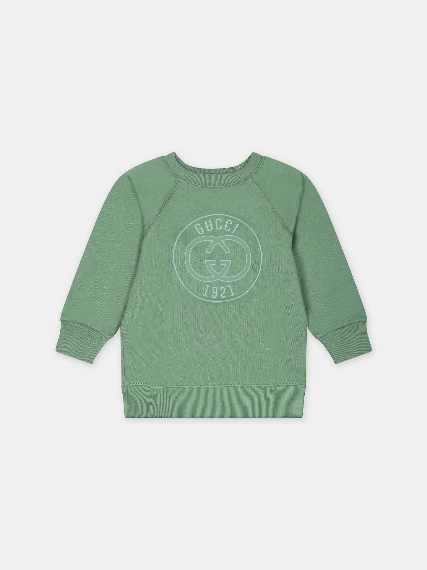 Felpa verde per neonati con logo Gucci 1921,Gucci Kids,653687 XJGJE 3157